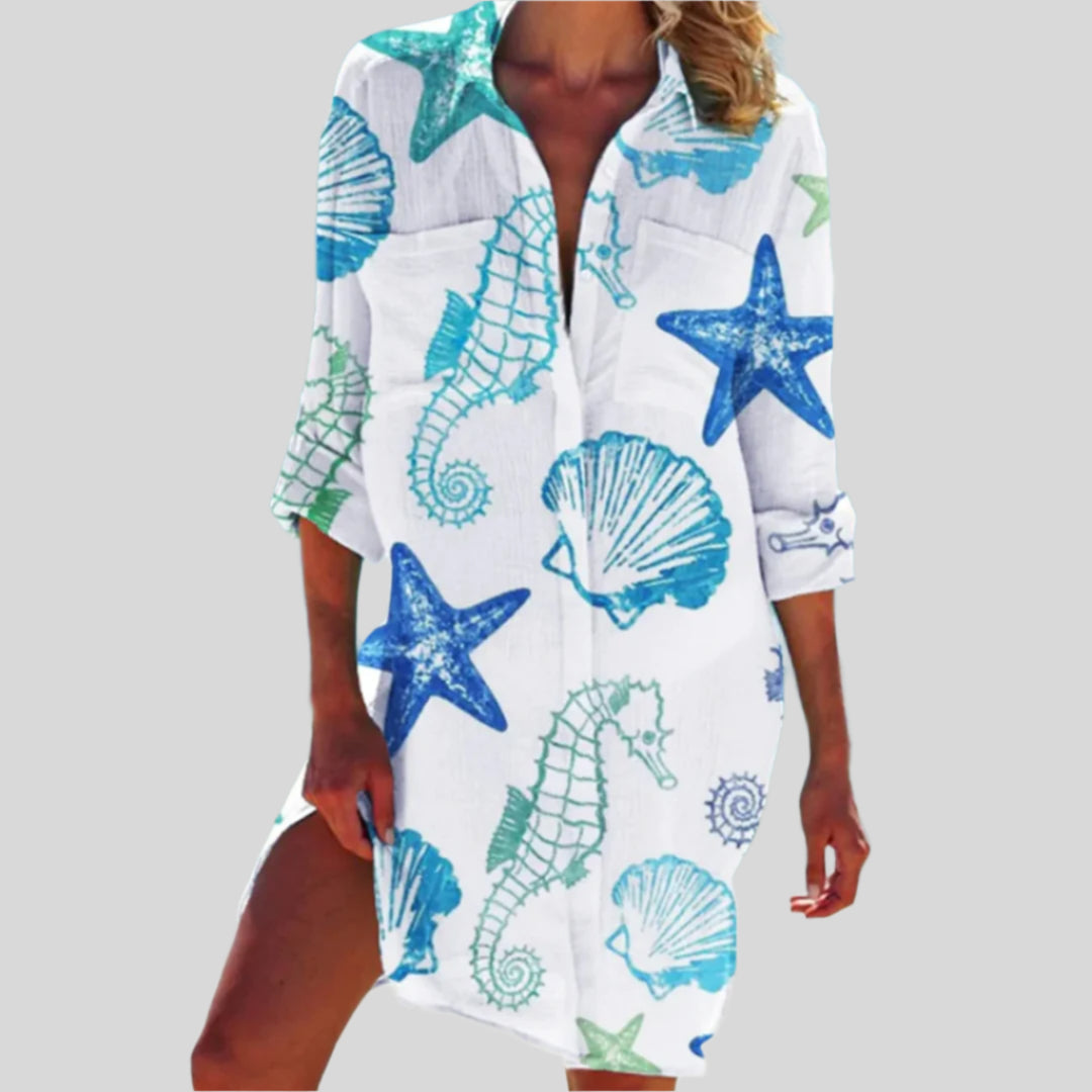 Olivia | Buttoned Summer Dress with Long Sleeves