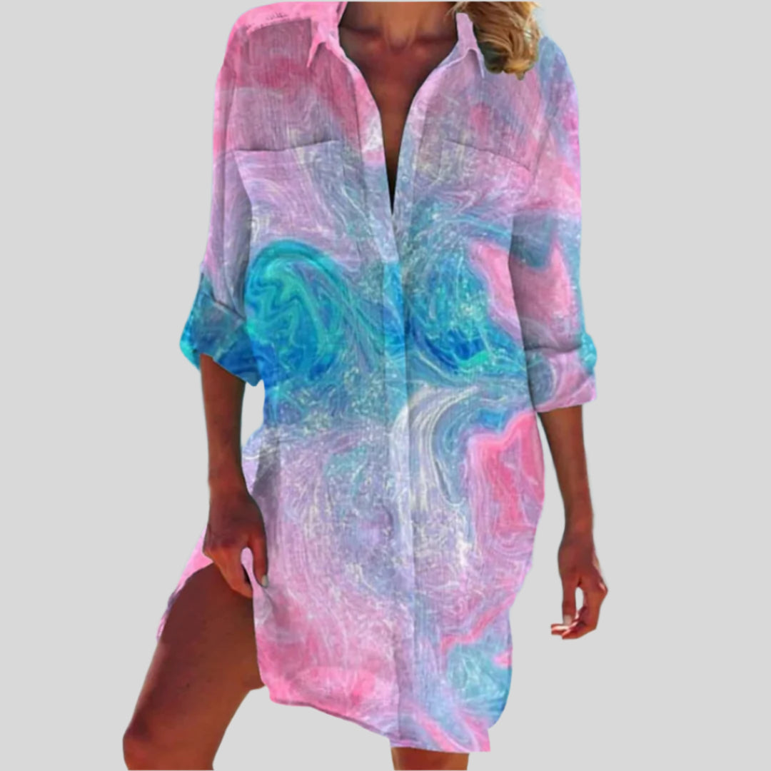 Olivia | Buttoned Summer Dress with Long Sleeves