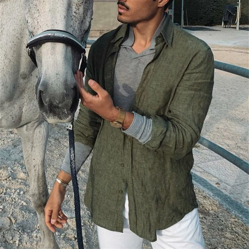 Simon | Lange Ruime Shirt met Minimalistische Zakjes
