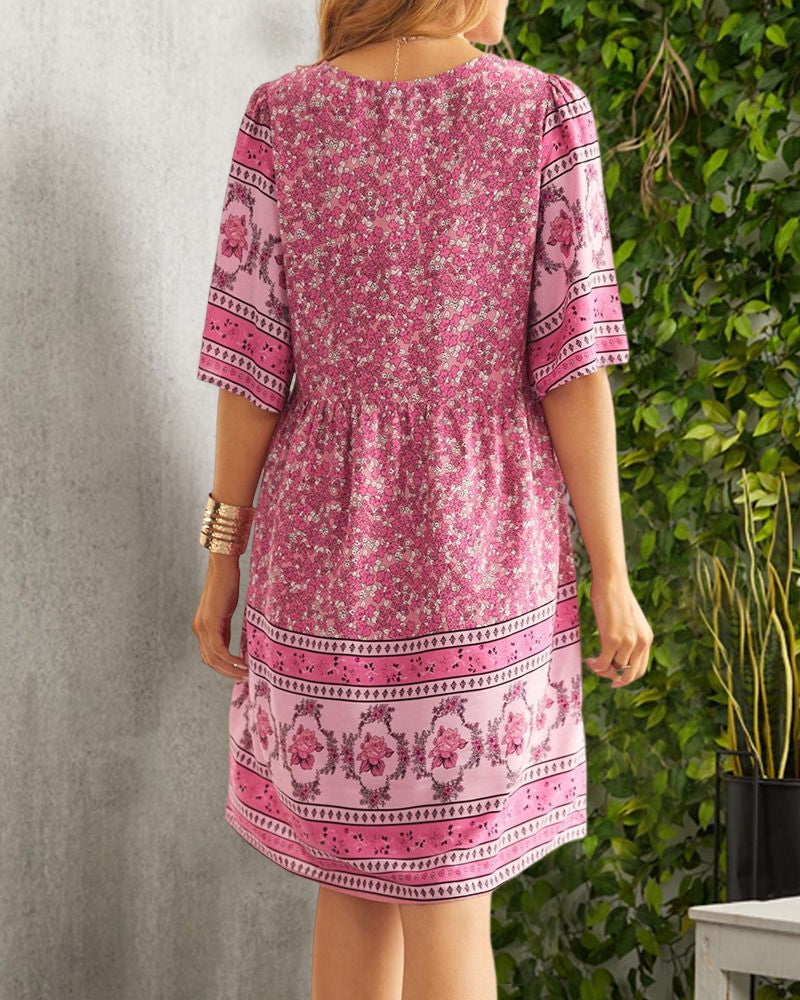Ivana | Robe Boho Avec Décolleté En V Et Imprimé