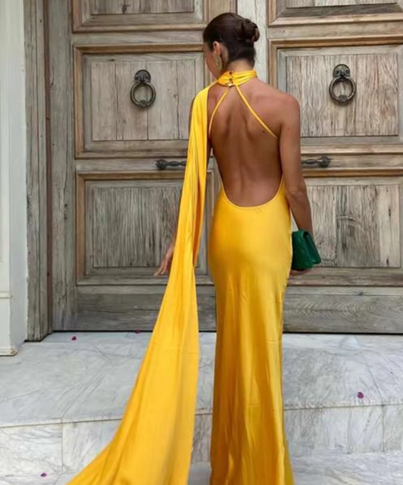 Jade | Abito da sera lungo e drappeggiato