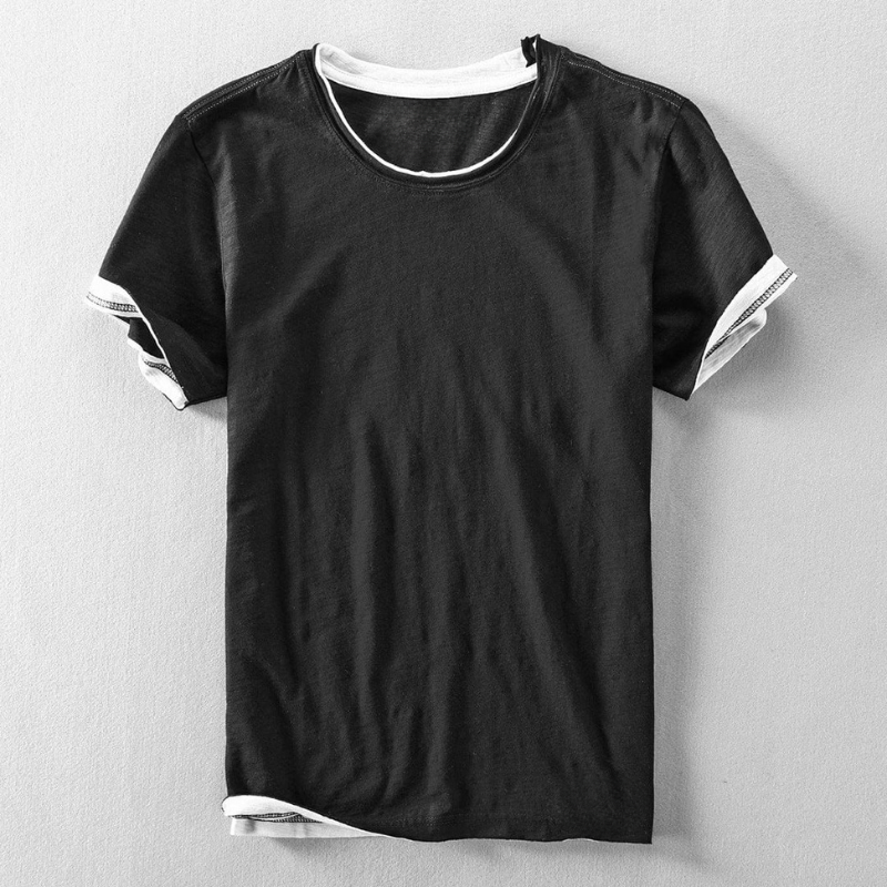 Fabio | T-shirt With Round Neck And Visible Hem Sleeves