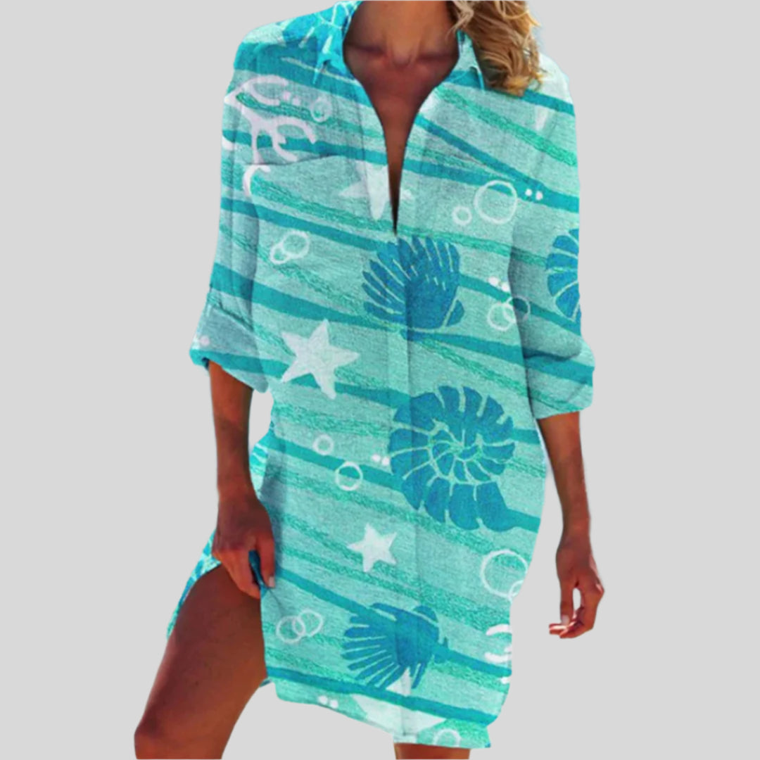 Olivia | Buttoned Summer Dress with Long Sleeves