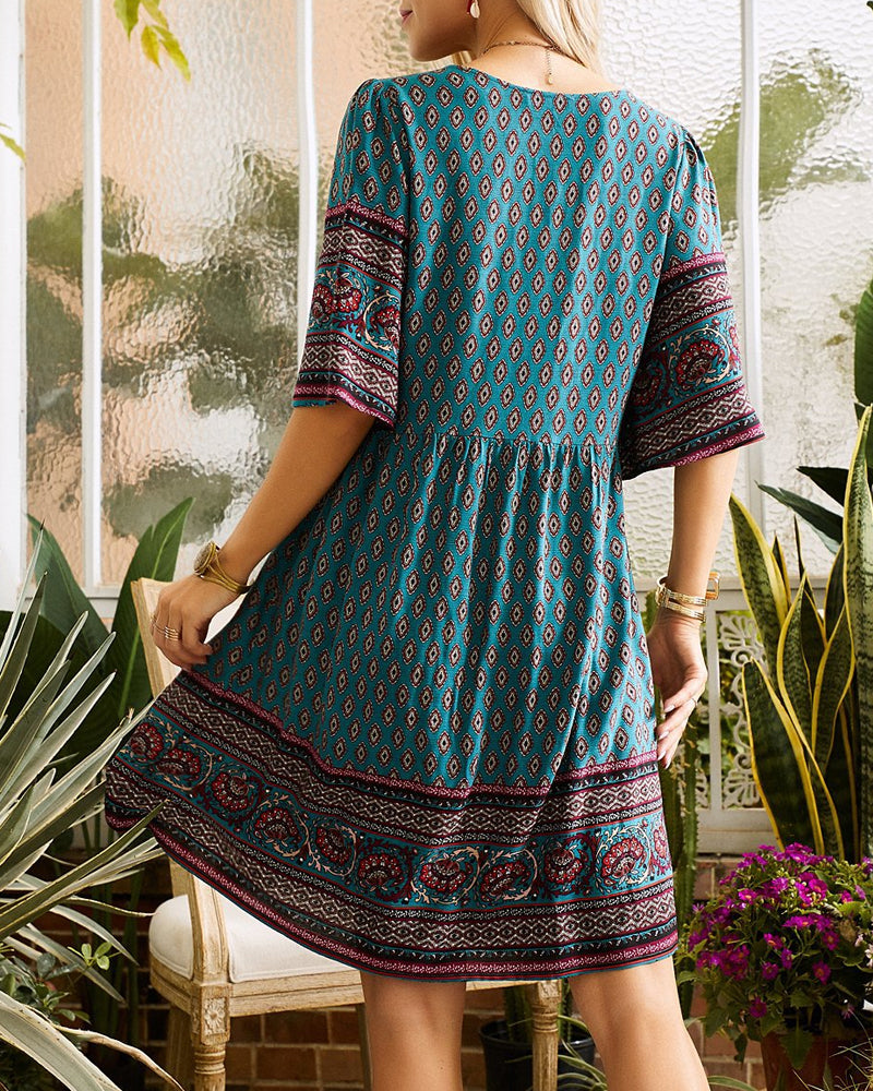 Ivana | Robe Boho Avec Décolleté En V Et Imprimé