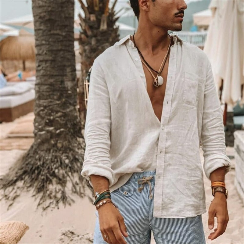 Simon | Lange Ruime Shirt met Minimalistische Zakjes