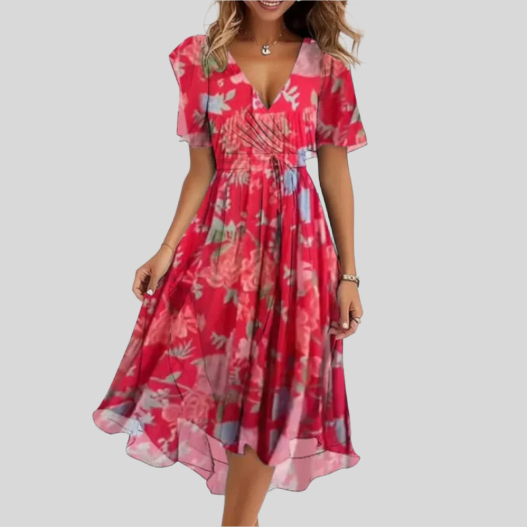 Élodie | Robe Fluide À Imprimé Fleuri Et Col En V