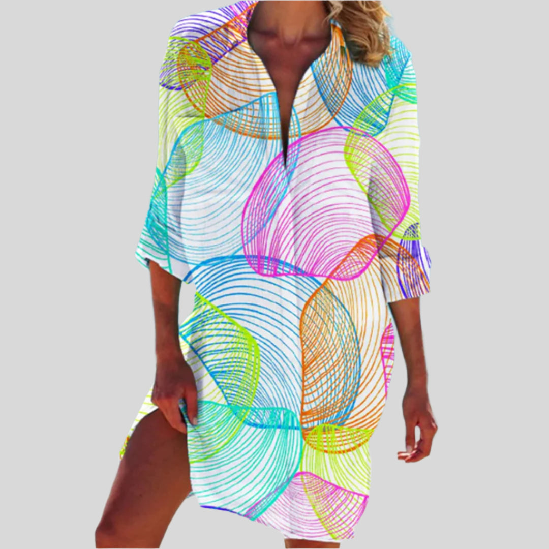 Olivia | Buttoned Summer Dress with Long Sleeves