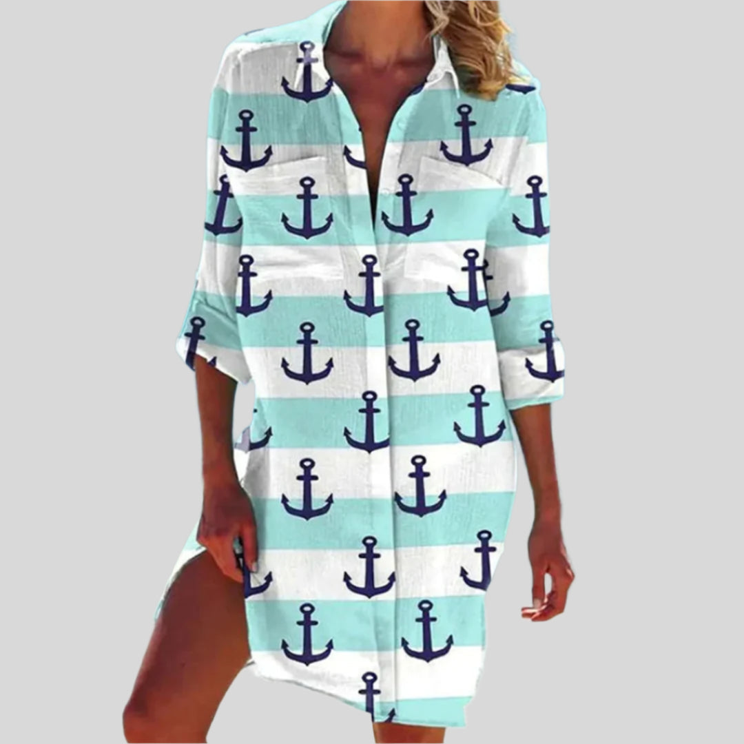 Olivia | Buttoned Summer Dress with Long Sleeves