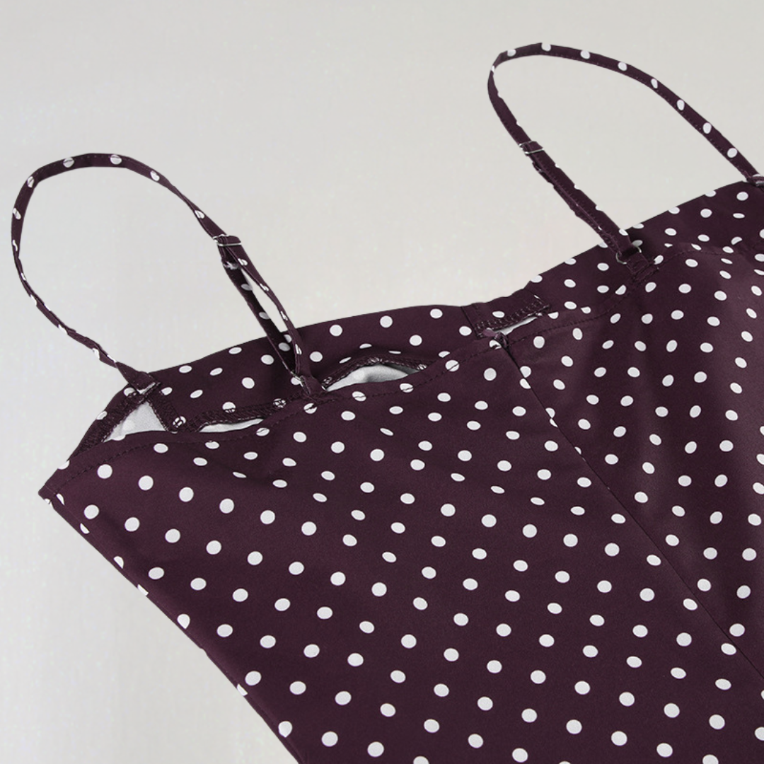 Béatrice | Short Polka Dot Dress – Chocolate Pattern for a Chic Vintage Style