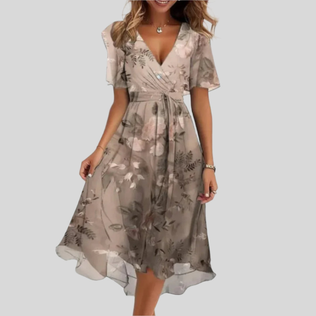Élodie | Robe Fluide À Imprimé Fleuri Et Col En V