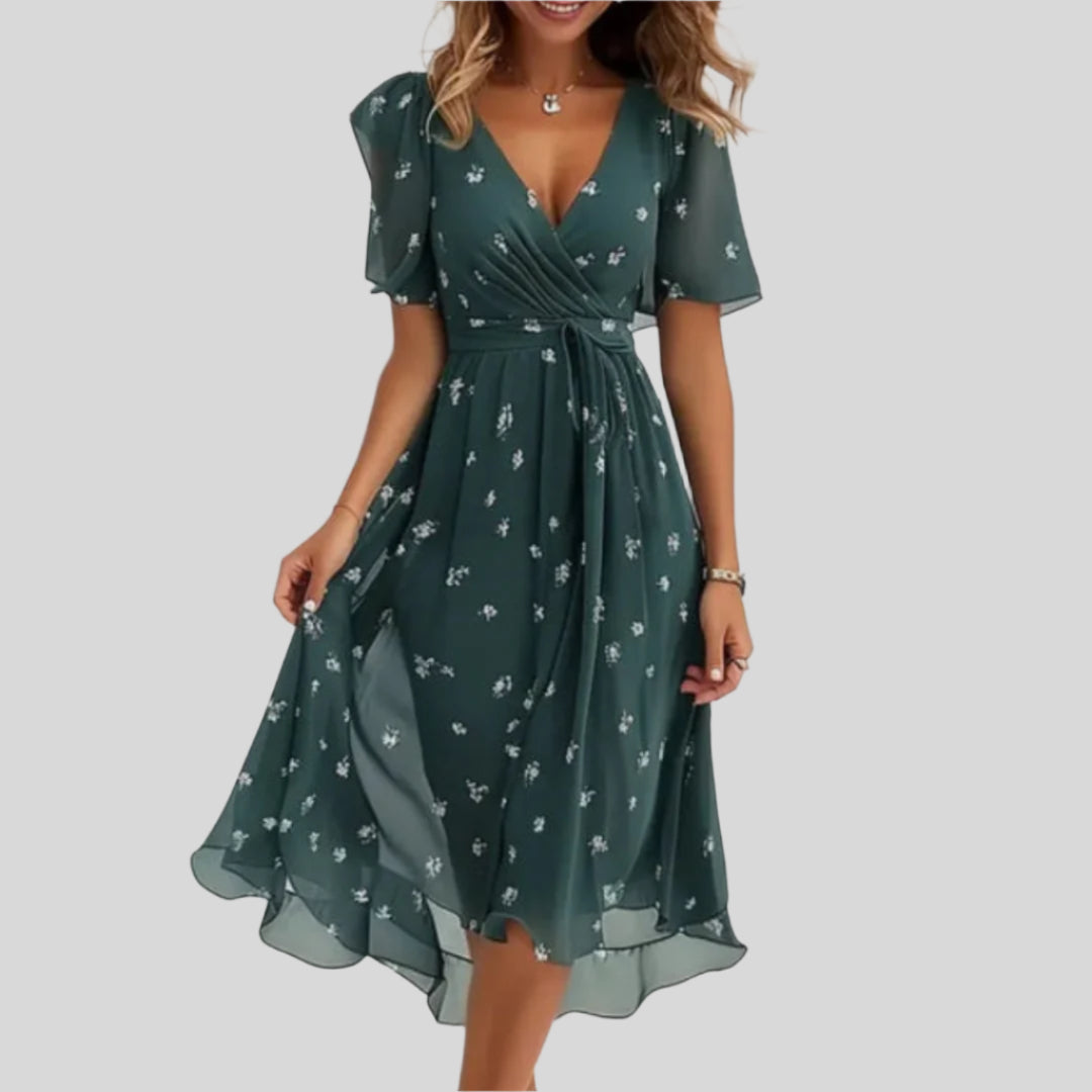 Élodie | Robe Fluide À Imprimé Fleuri Et Col En V