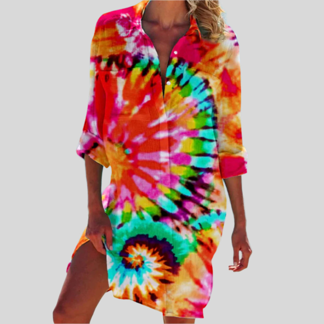 Olivia | Buttoned Summer Dress with Long Sleeves