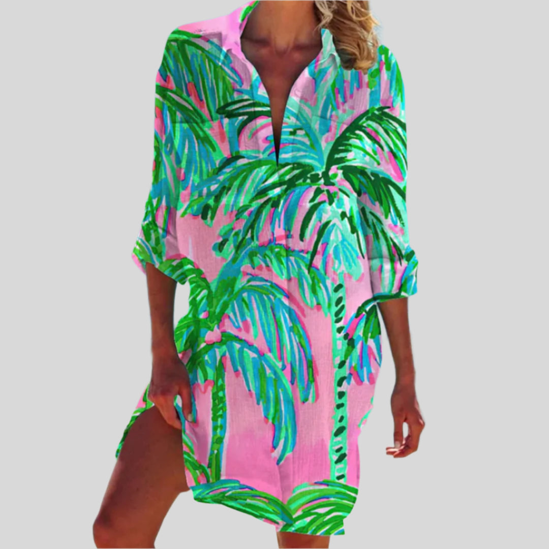 Olivia | Buttoned Summer Dress with Long Sleeves