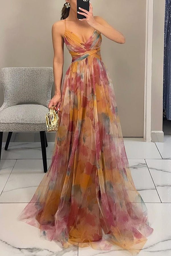Florencie | Dlouhá elegantní šaty s uměleckým potiskem
