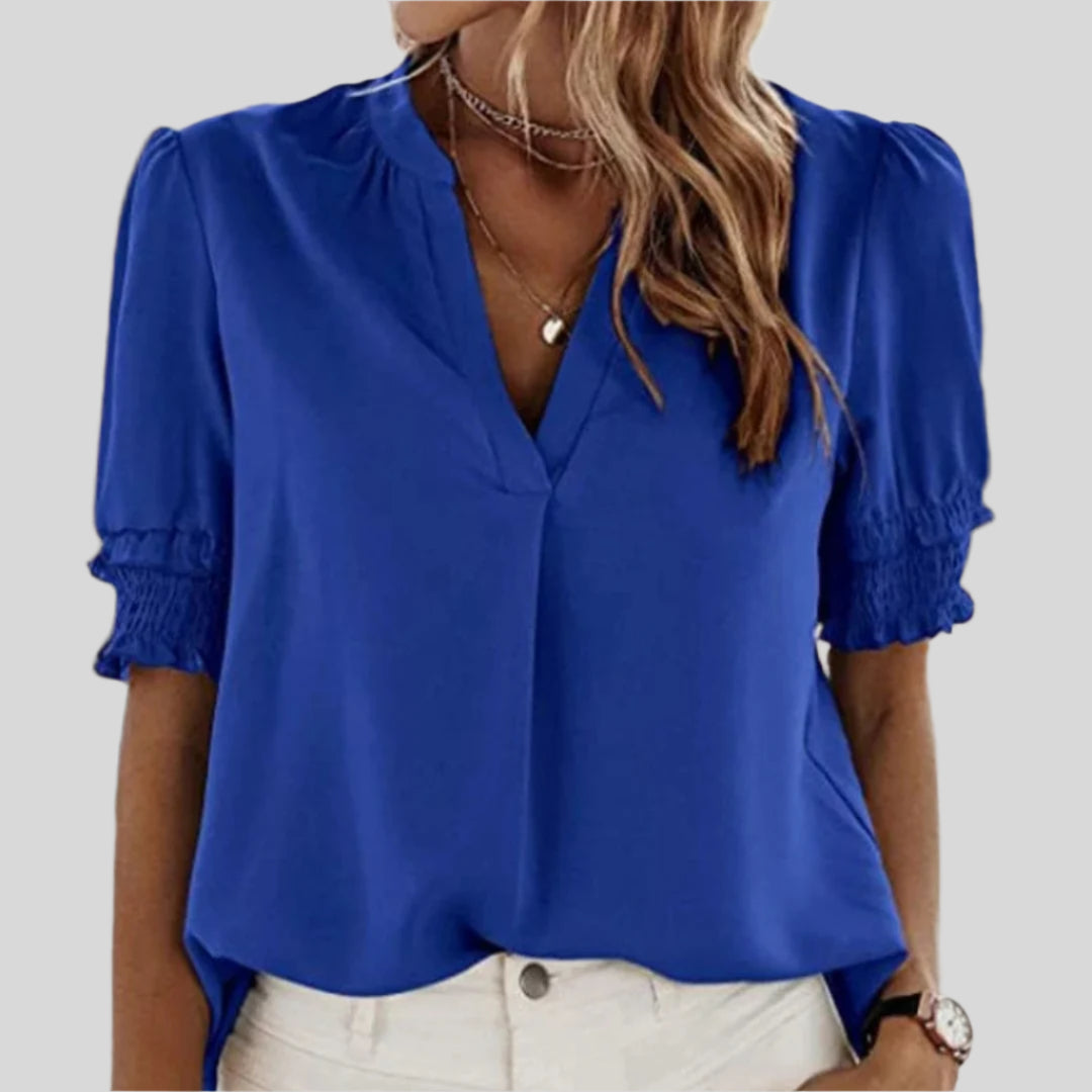 Deborah | Elegant Bluse med Rynkede Ermer 