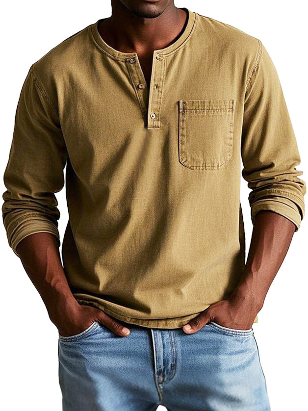 Sébastien | Camisa Vintage Hombre Manga Larga Cuello Clásico 