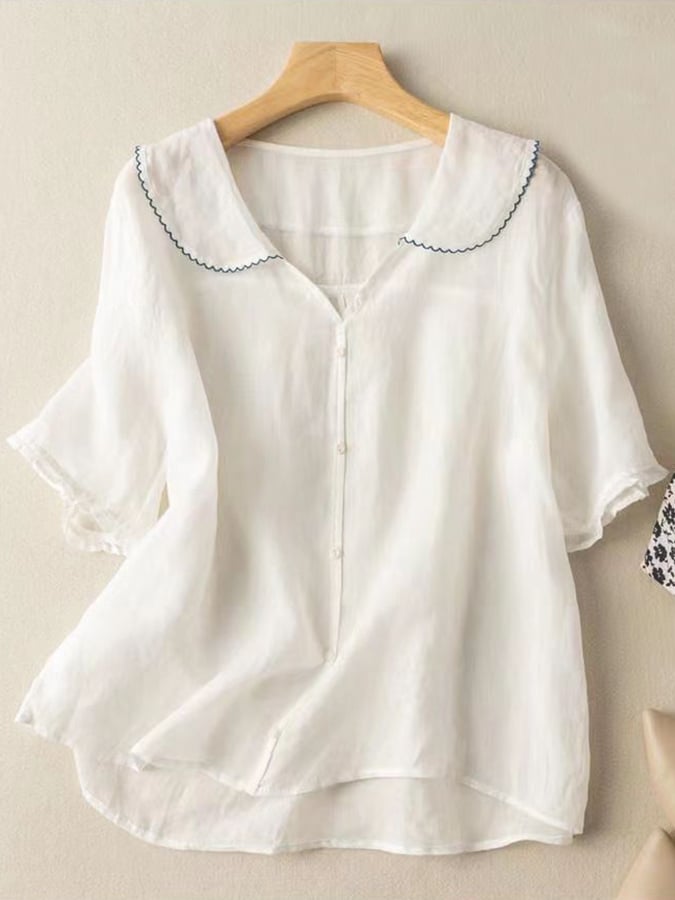 Perla | Kort Elegant Skjorte – Retro Stil Og Delikate Detaljer 