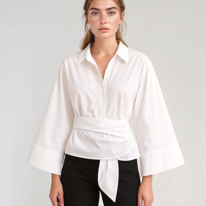 Elise | Camisa Cruzada de Verano – Elegancia Ligera y Corte Femenino 