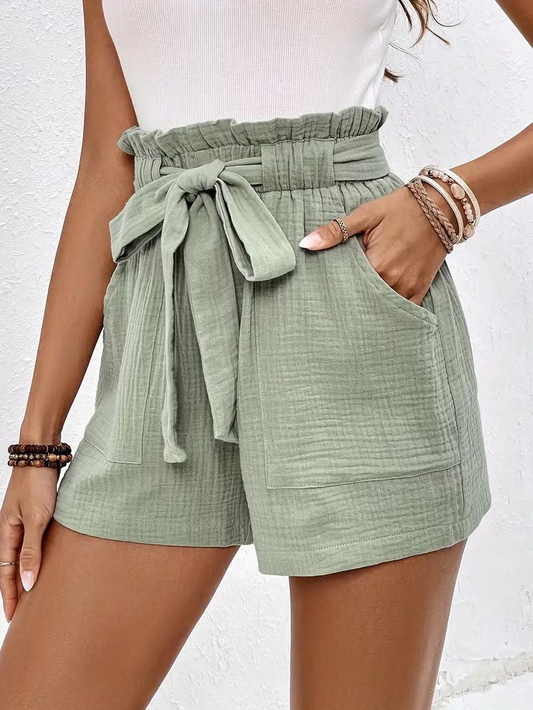 Marie | Shorts med bälte – Dragsko och sommarbekväm 