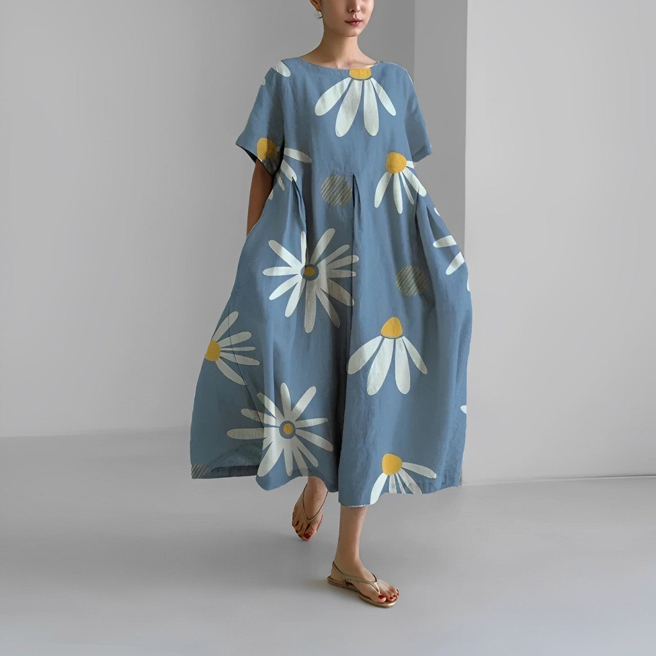 Claire | Vestido Amplio Impreso – Estilo Casual y Colorido 
