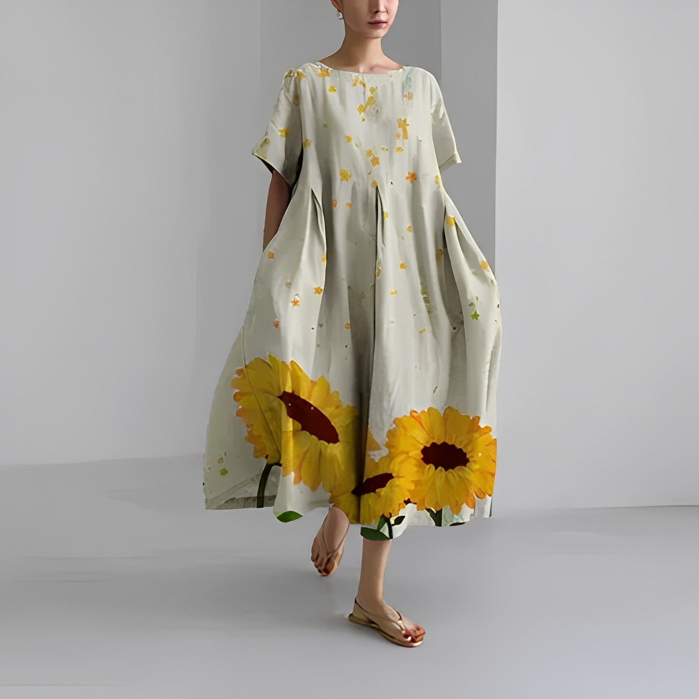 Claire | Vestido Amplio Impreso – Estilo Casual y Colorido 