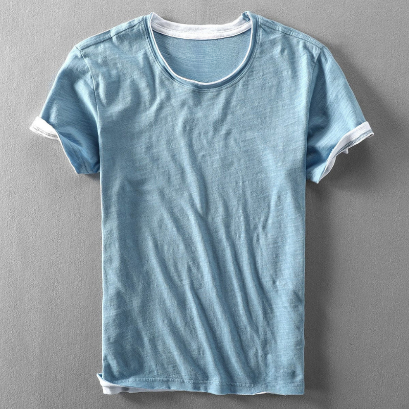Φάμπιο | T-shirt με Στρογγυλή Λαιμόκοψη και Μανίκια με Εμφανή Ράμματα 