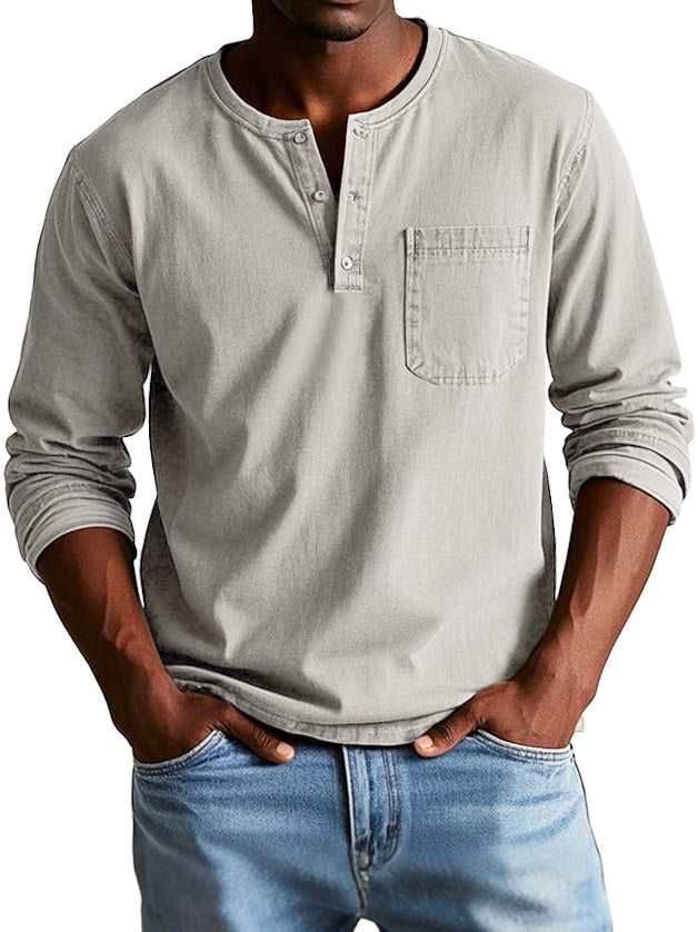 Sébastien | Camisa Vintage Hombre Manga Larga Cuello Clásico 