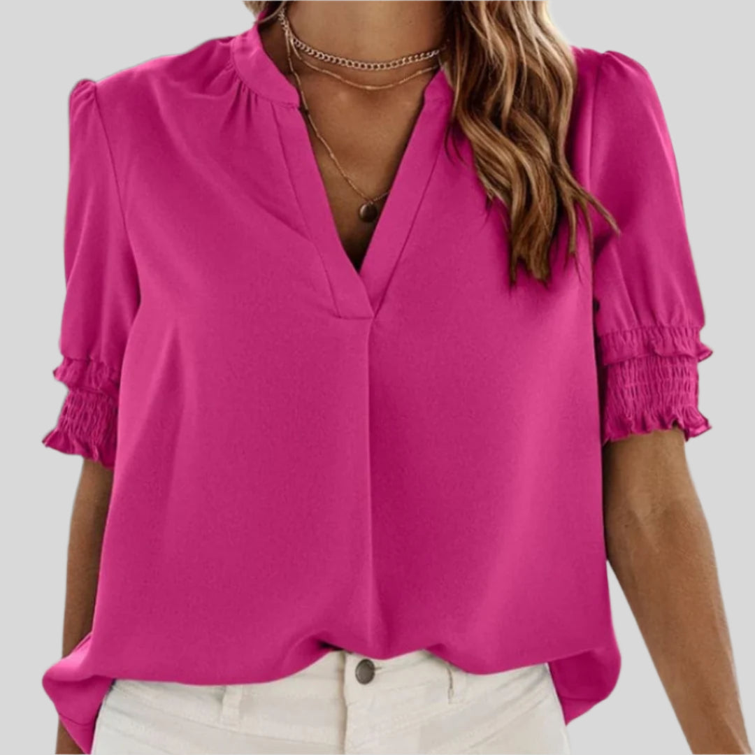 Deborah | Elegant Bluse med Rynkede Ermer 