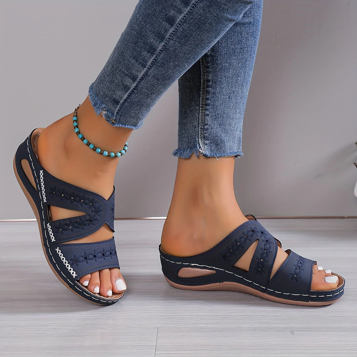 Gladys | Komfortable Sandaler med Åben Tå og Wedge Sål 