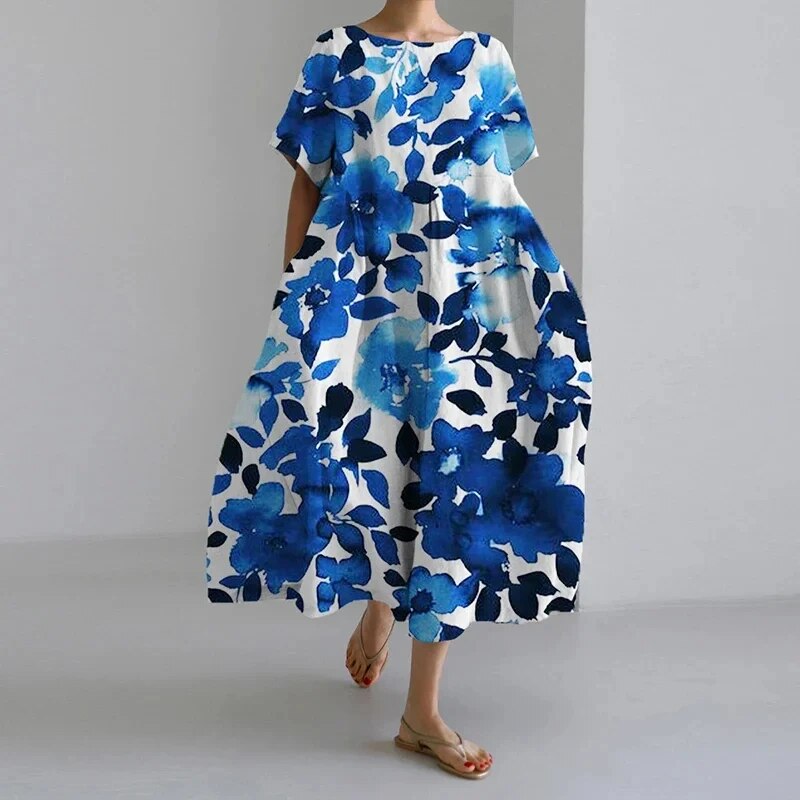 Claire | Vestido Amplio Impreso – Estilo Casual y Colorido 