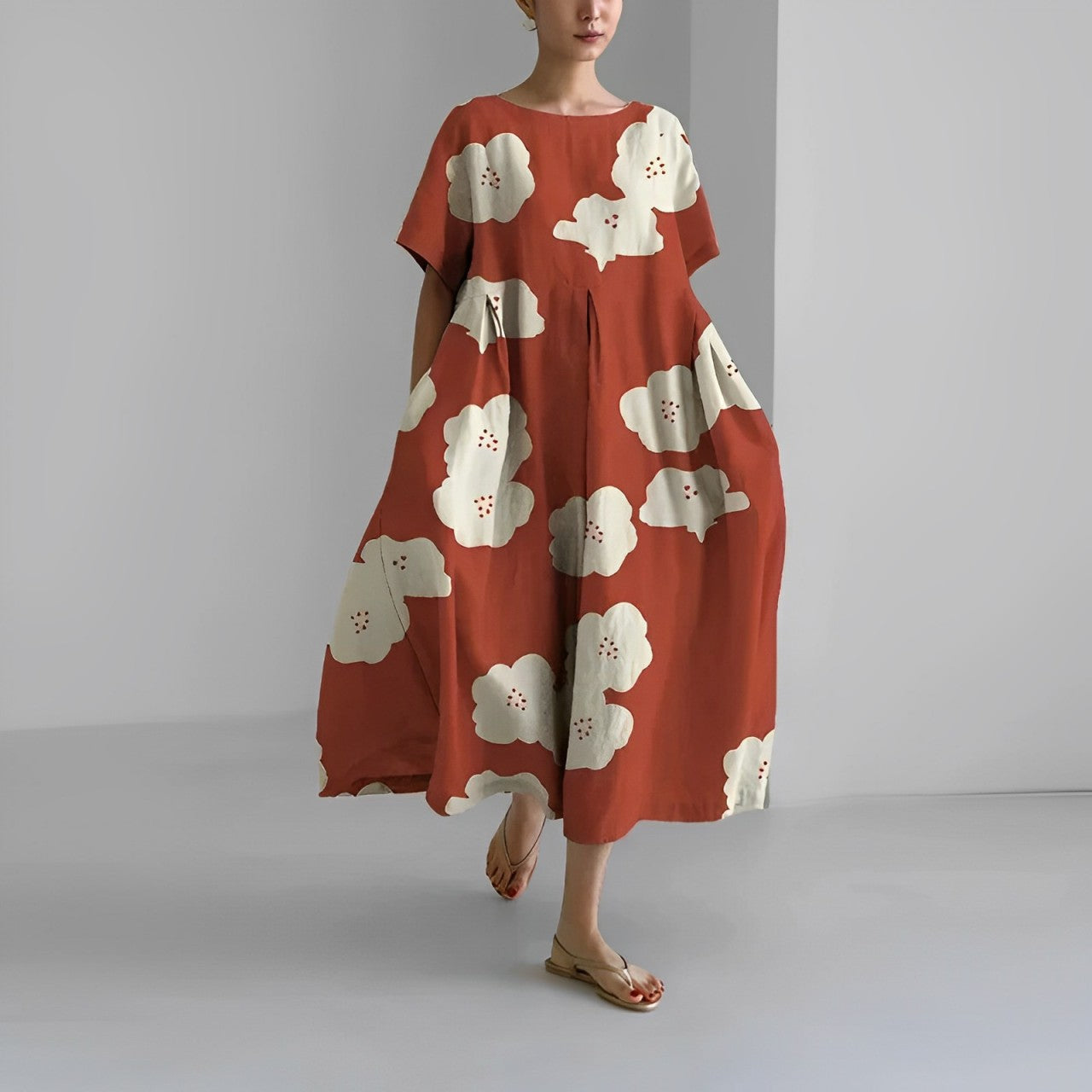 Claire | Vestido Amplio Impreso – Estilo Casual y Colorido 