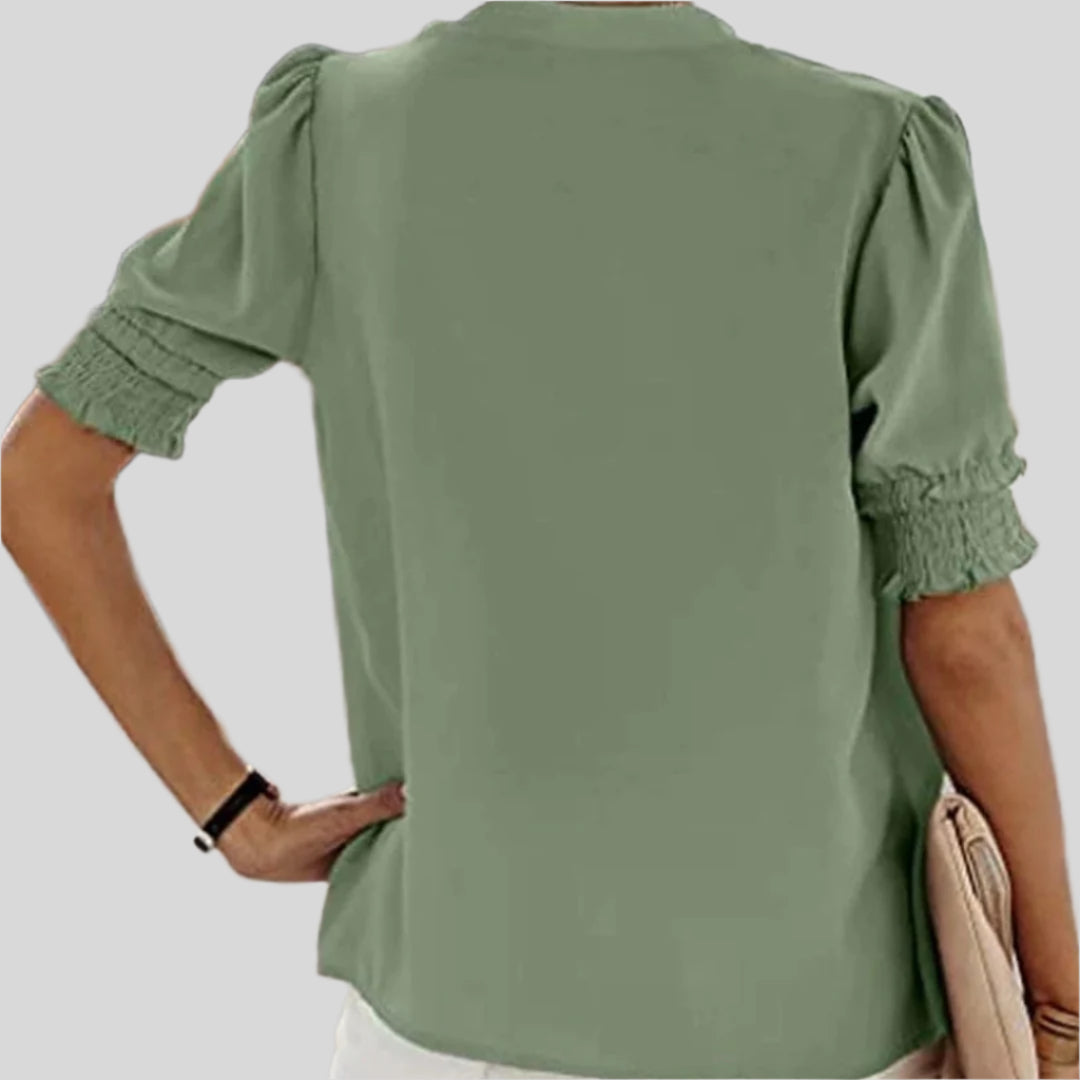 Deborah | Elegant Bluse med Rynkede Ermer 