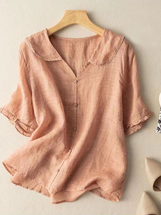 Perla | Kort Elegant Skjorte – Retro Stil Og Delikate Detaljer 