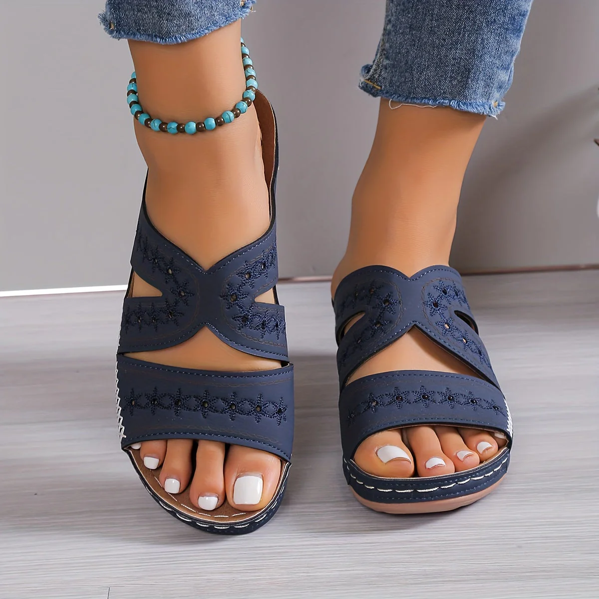 Gladys | Komfortable Sandaler med Åben Tå og Wedge Sål 