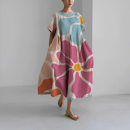 Claire | Vestido Amplio Impreso – Estilo Casual y Colorido 