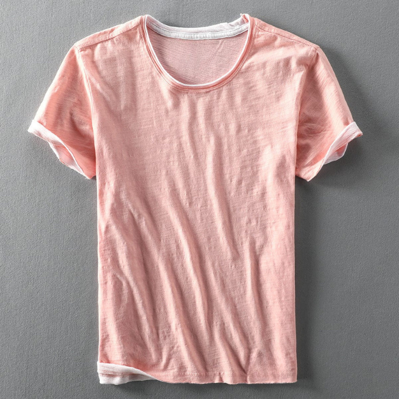 Φάμπιο | T-shirt με Στρογγυλή Λαιμόκοψη και Μανίκια με Εμφανή Ράμματα 