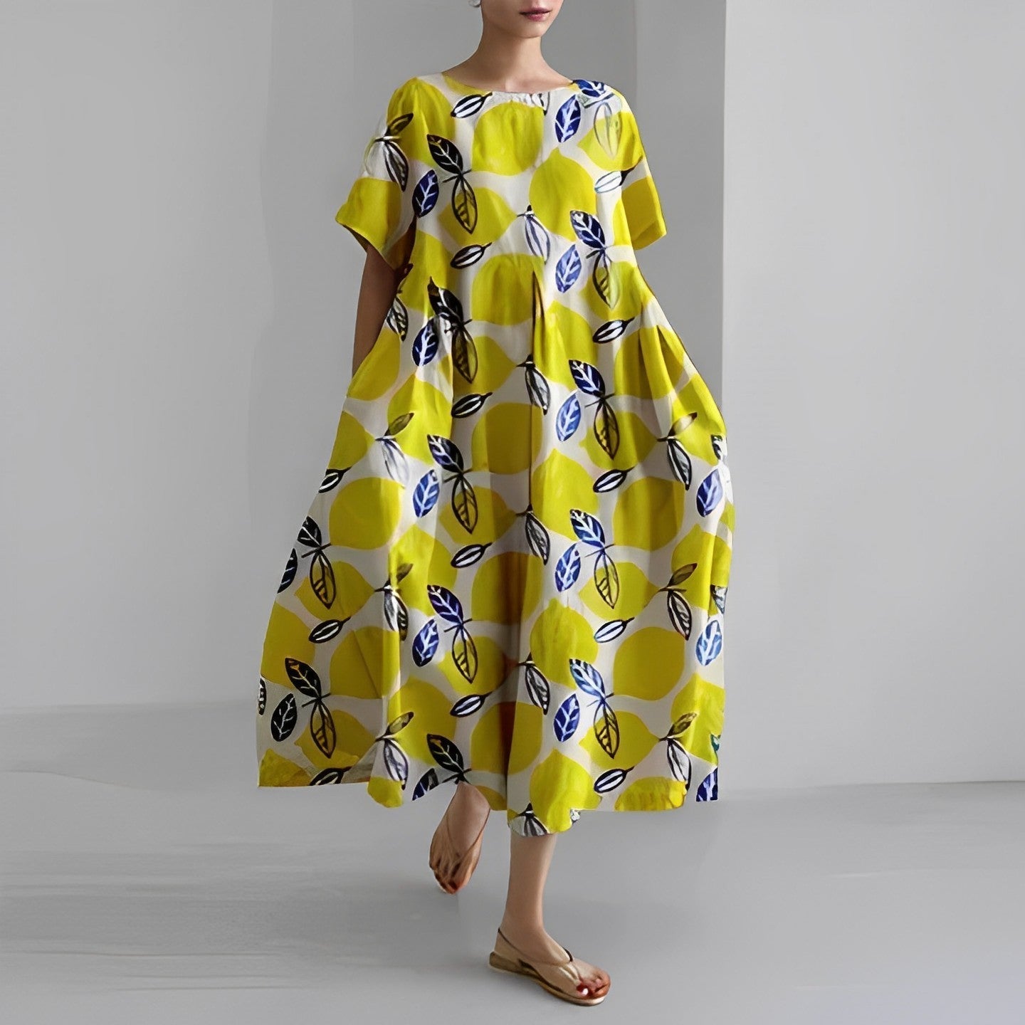 Claire | Vestido Amplio Impreso – Estilo Casual y Colorido 