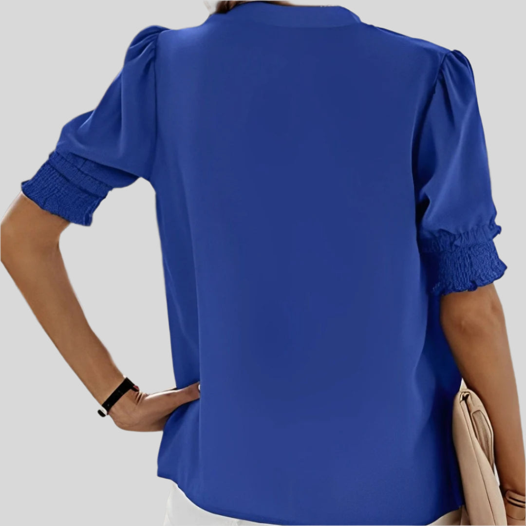 Deborah | Elegant Bluse med Rynkede Ermer 
