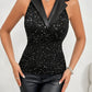 Charline | Sleeveless Tailored Collar Top – Glitter Effect and Chic Style 