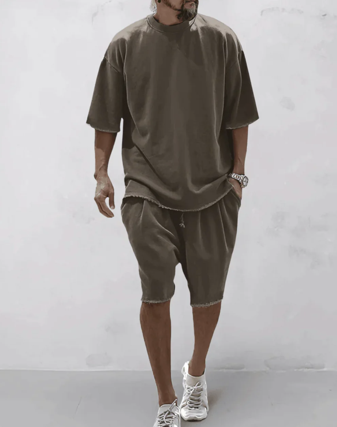 Adrien|Conjunto de camiseta oversize y pantalones cortos para un look cómodo y estiloso 