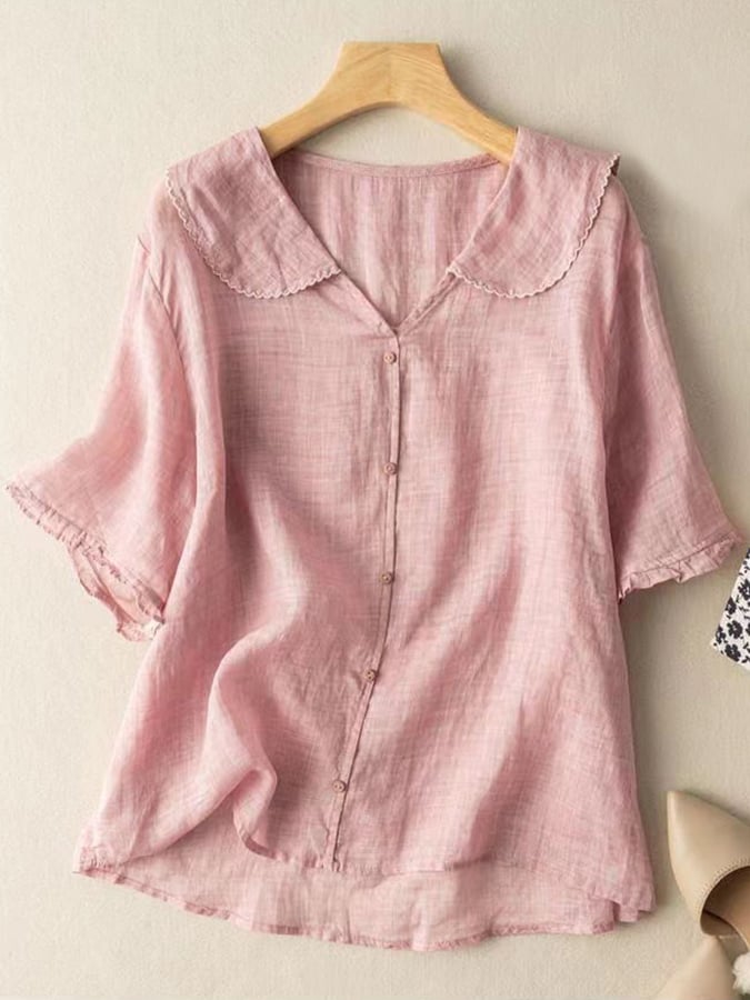 Perla | Kort Elegant Skjorte – Retro Stil Og Delikate Detaljer 