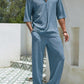 Bakary | Set Trend Blouse met Korte Mouwen en Vloeiende Broek 